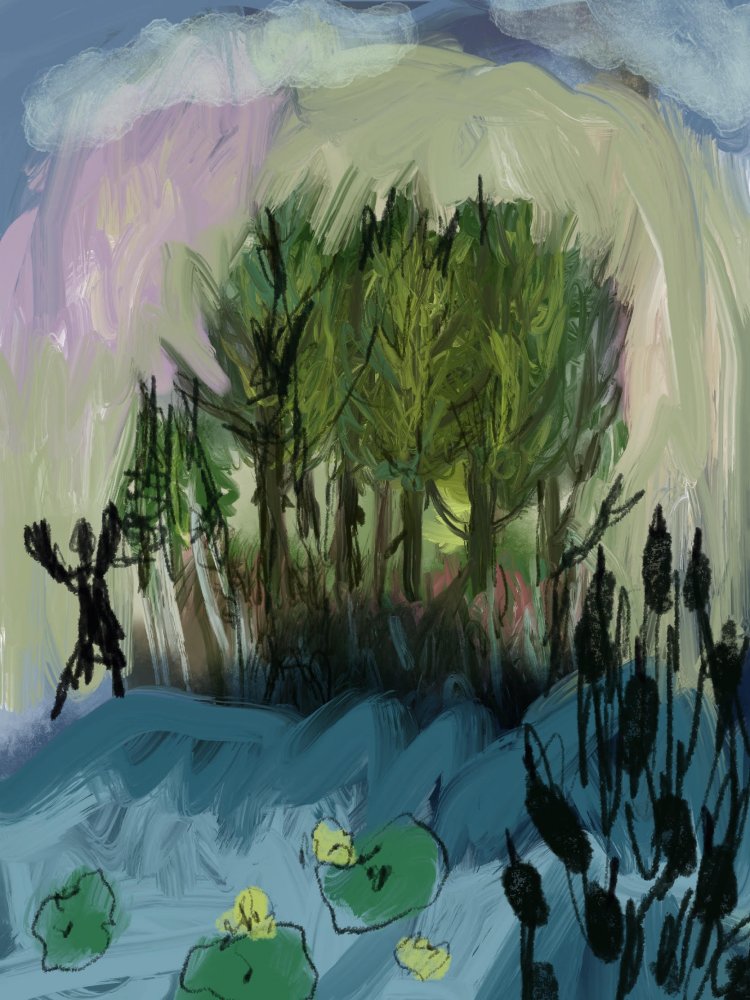 Griet van der Meulen - Bulrushes and water lilies at klipkraal dam